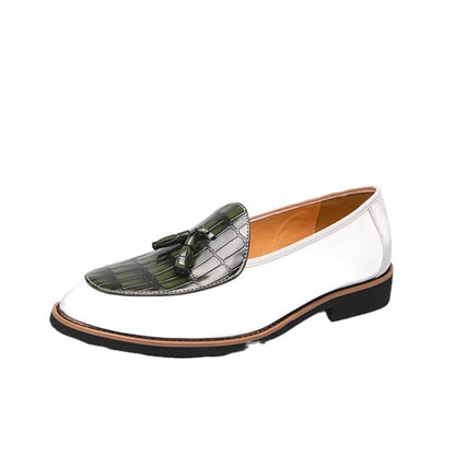 Damen Mokassins Leder Schuhe Elegantes Quasten-Design Braun