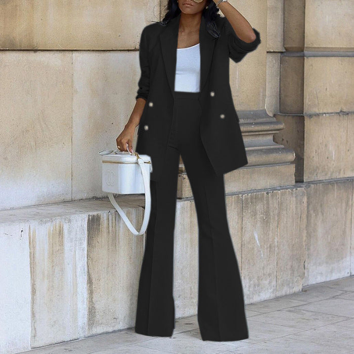 Damen Blazer-Set Elegant Weites Bein Taillengürtel