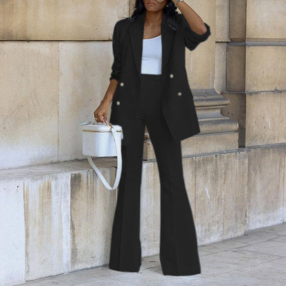 Damen Blazer-Set Elegant Weites Bein Taillengürtel