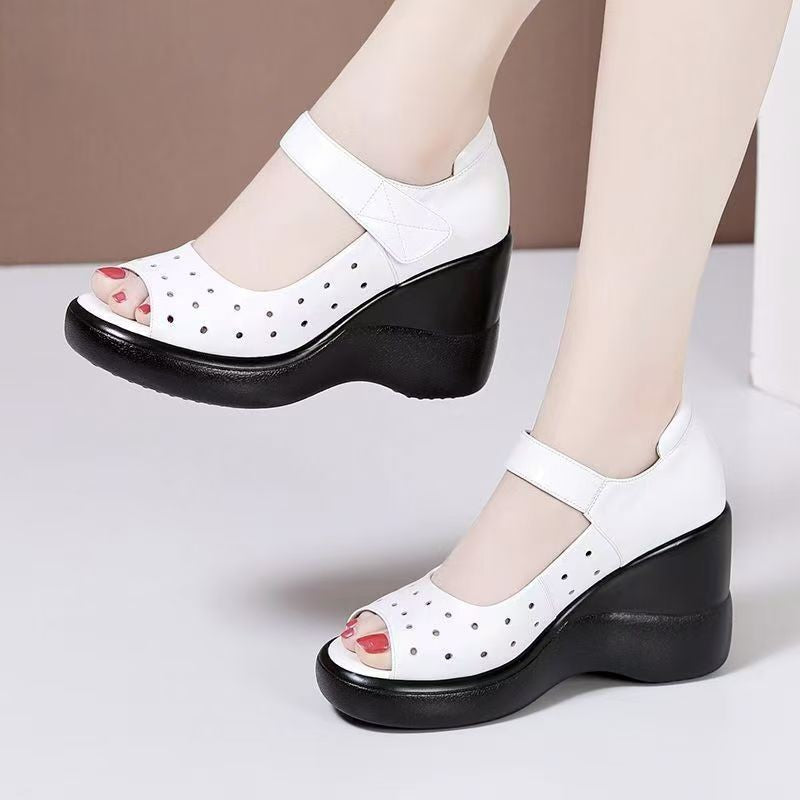 Damen Wedgesandalen Weiches Obermaterial Verstellbarer Riemen - Norvielle