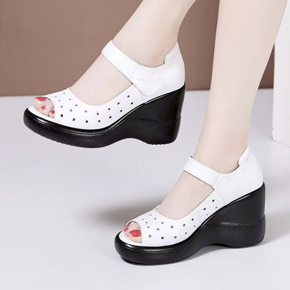 Damen Wedgesandalen Weiches Obermaterial Verstellbarer Riemen - Norvielle