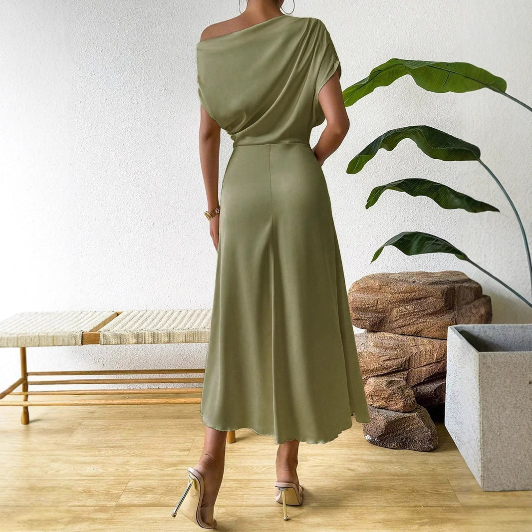Damen Abendkleid Asymmetrisch Fließend