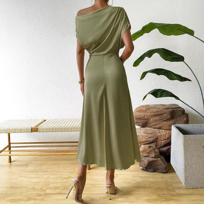 Damen Abendkleid Asymmetrisch Fließend