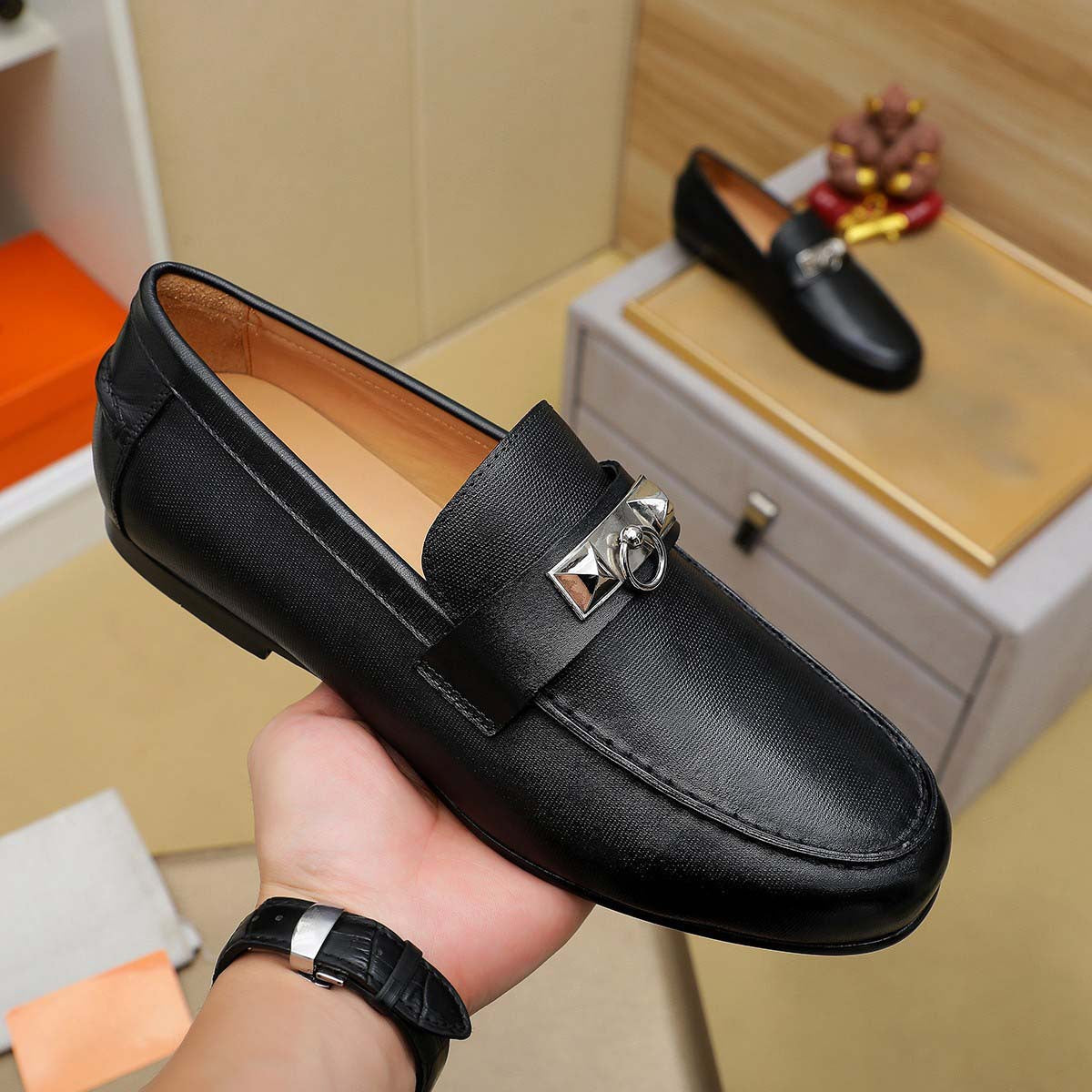 Damen Mokassin Schuhe Wildleder Elegant Braun