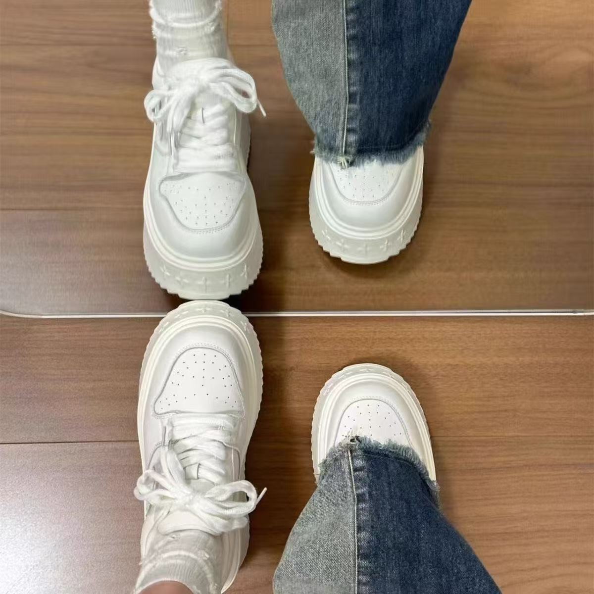 Damen Plattform Sneaker Hoch Weiches Innenfutter