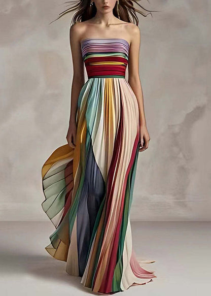 Elegantes Damen Trägerloses Maxikleid Mit Falten