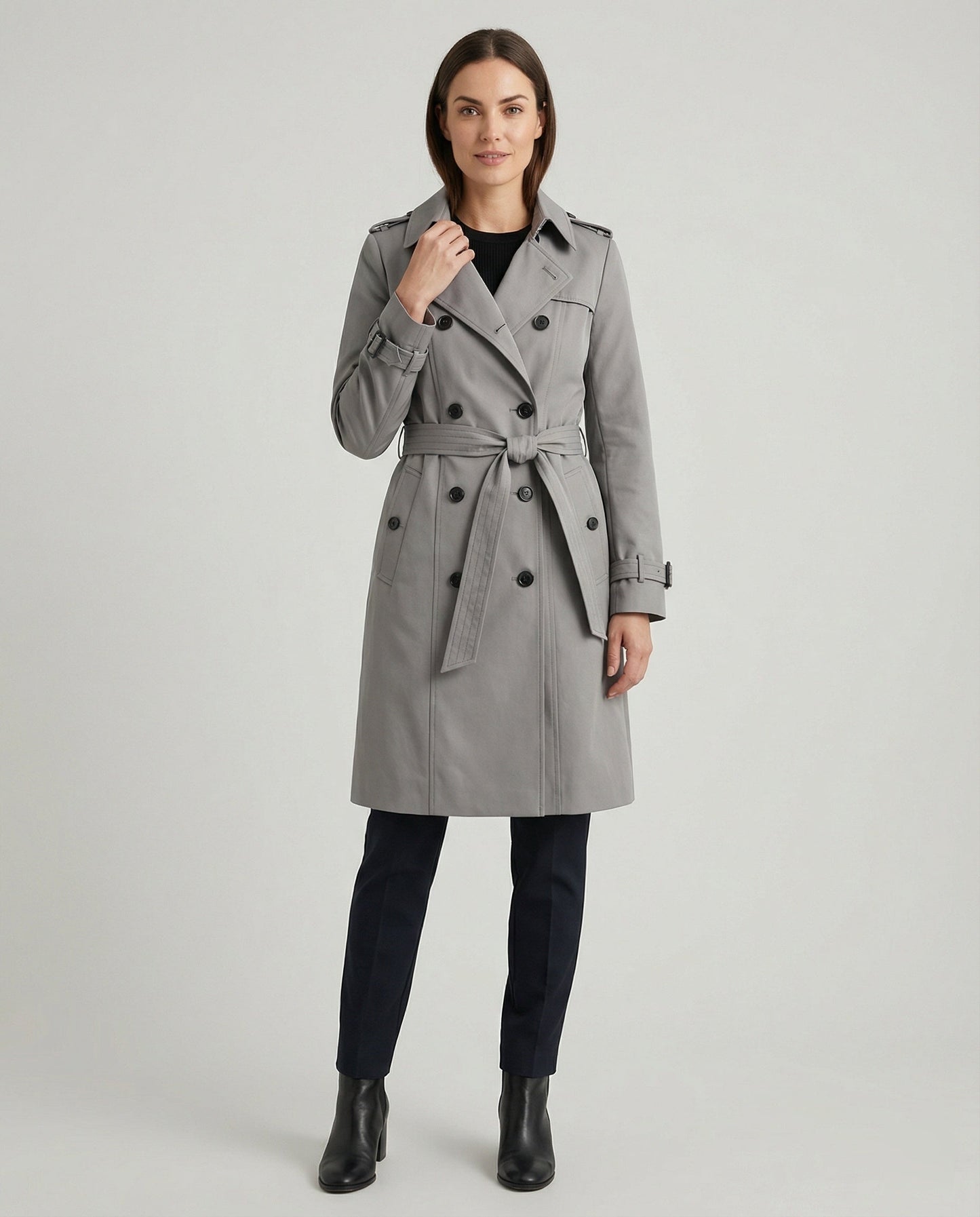 Damen Trenchcoat Groß geschnitten Taillengürtel Modern