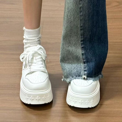 Damen Plattform Sneaker Hoch Weiches Innenfutter