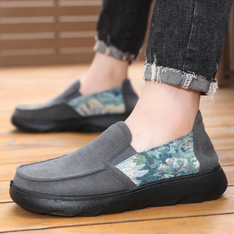 Damen Slip-On Schuhe Blumenmuster Bequem