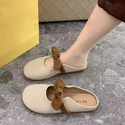 Damen Ballerinas Weiches Leder Mit Schleifen Detail