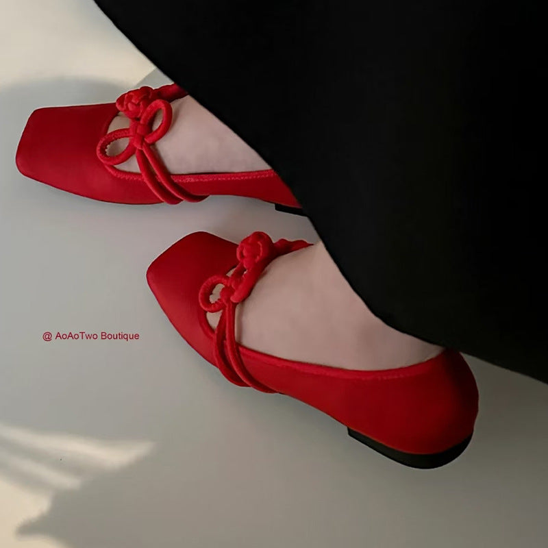 Damen Ballerinas Elegante Schleifen Komfortschuhe