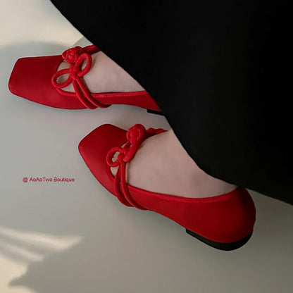 Damen Ballerinas Elegante Schleifen Komfortschuhe