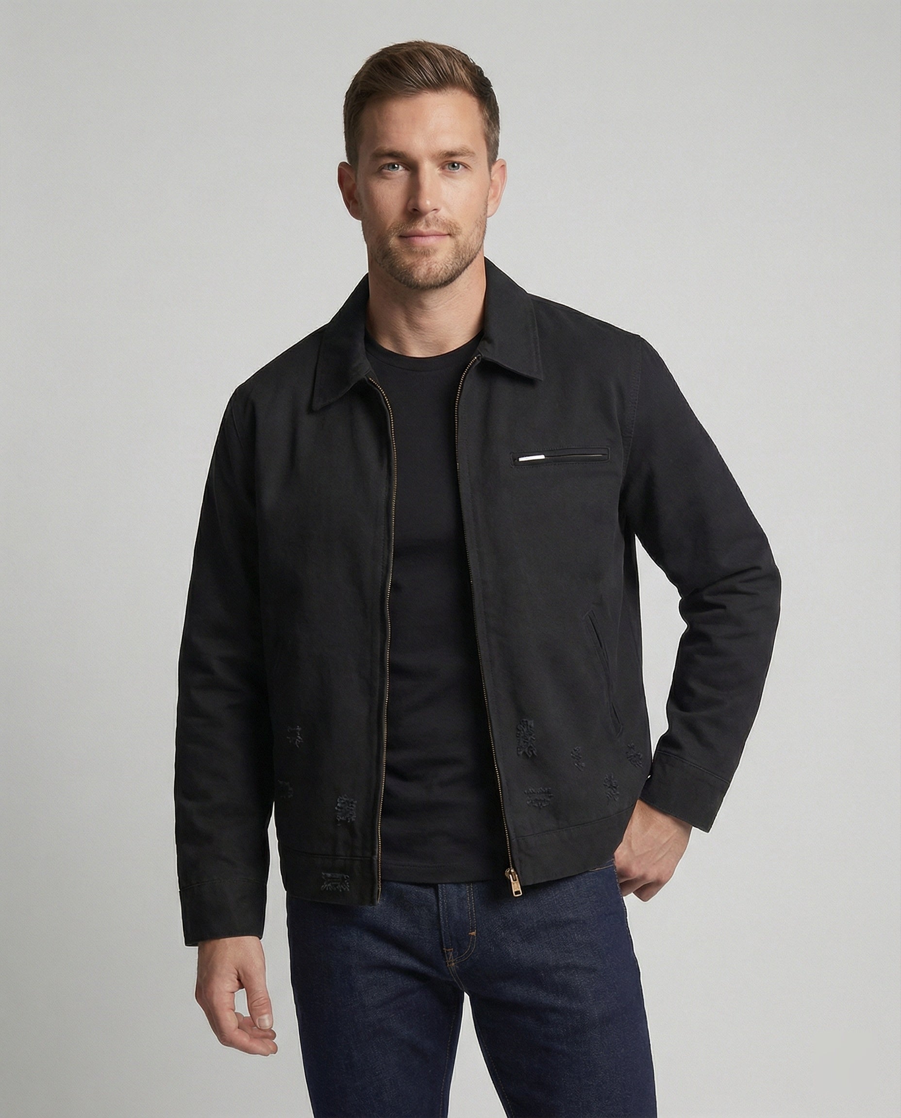 Lederjacke Detroit Style Vintage Leder Schwarz - Norvielle