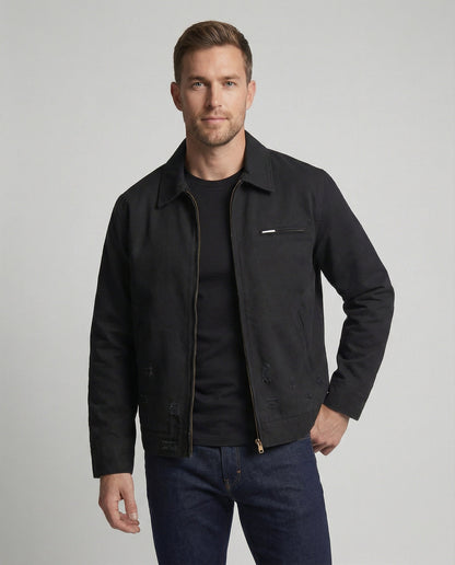 Lederjacke Detroit Style Vintage Leder Schwarz - Norvielle
