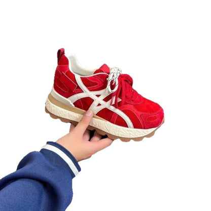 Damen Sneaker Sportlich Wildleder Dicke Sohle