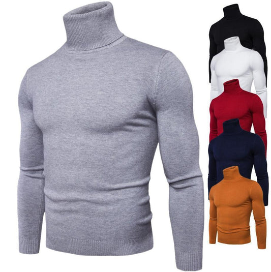 Herren Rollkragenpullover Merinowolle Elegantes Design Schwarz - Norvielle