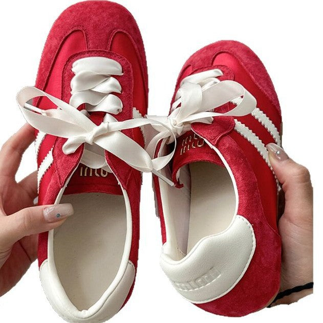 Damen Laufschuhe Elegante Sneaker Satinband