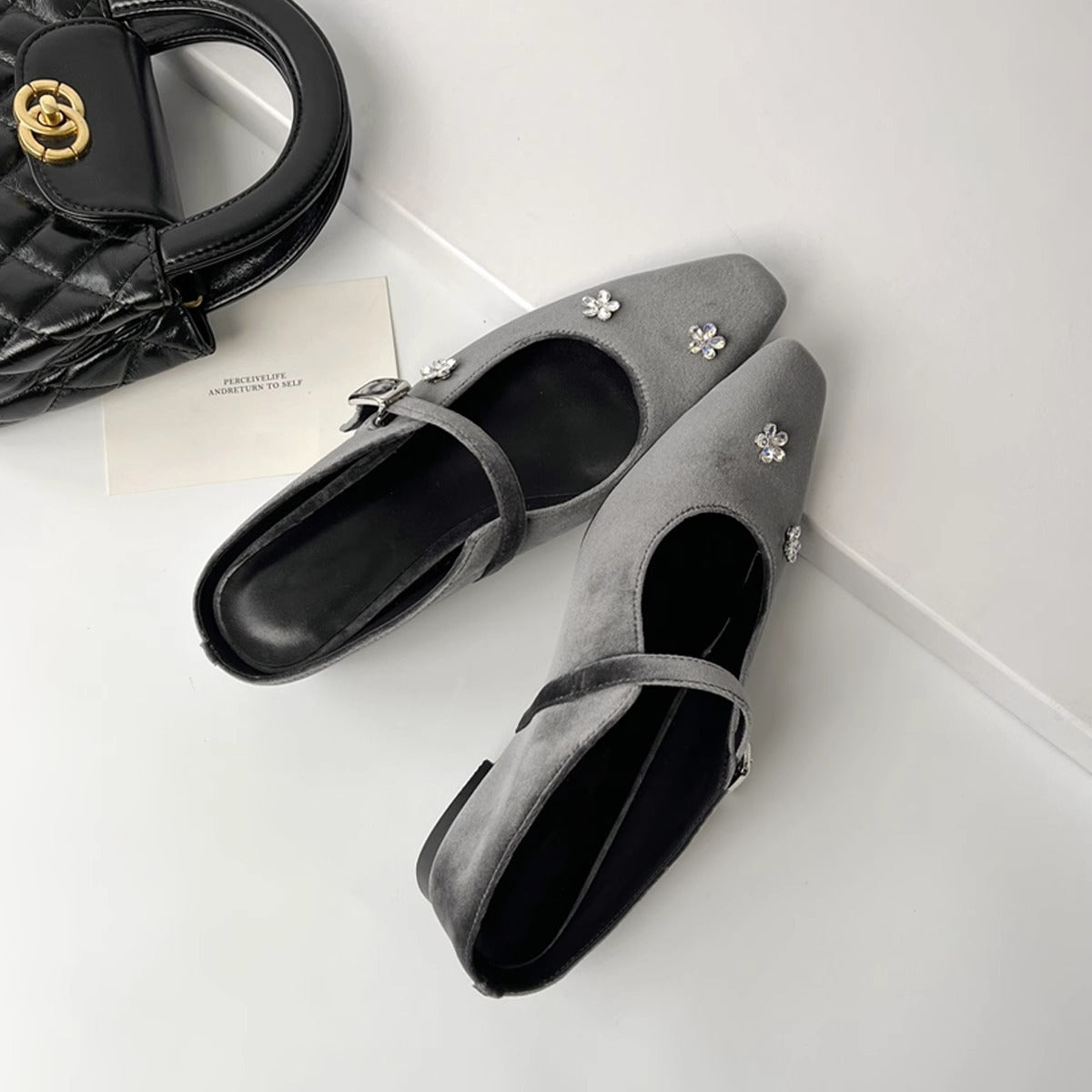 Damen Slingback Schuhe mit Blumenapplikationen
