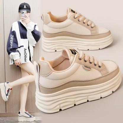 Damen Plateau Sneaker Ergonomisch Bequem Schwarz - Norvielle