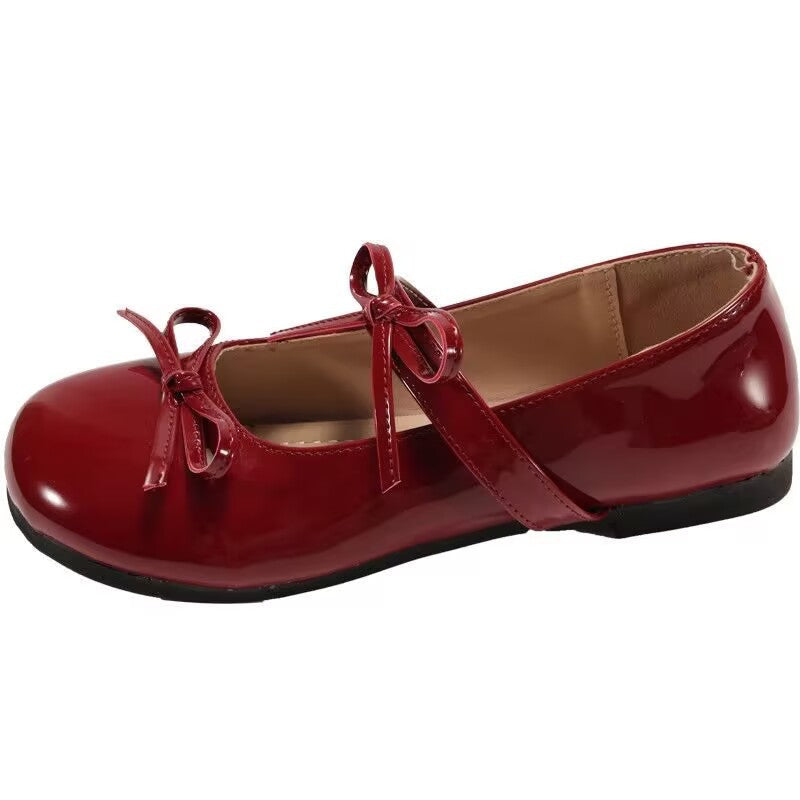 Damen Ballerinas Lackleder Elegante Schleifen
