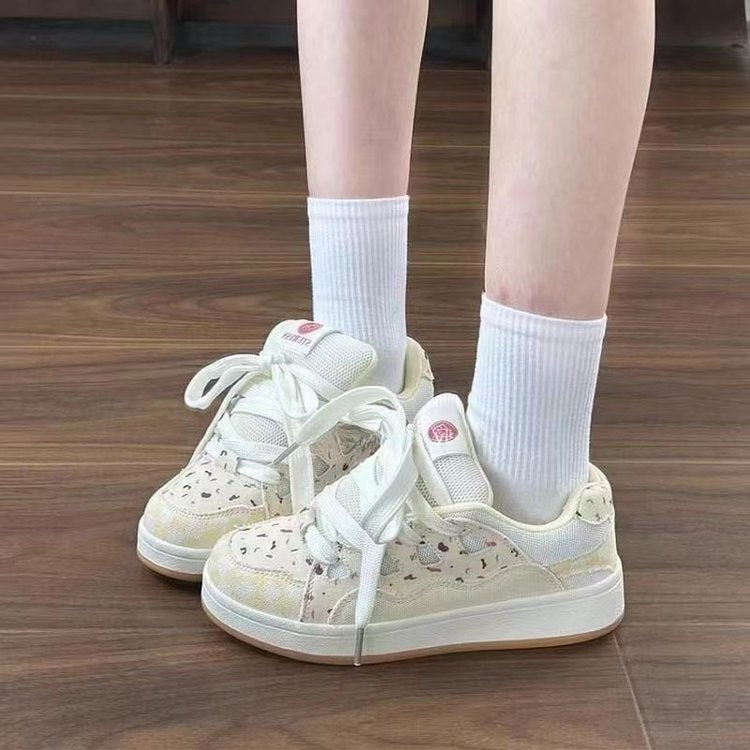 Damen Sneaker Sportlich Atmungsaktiv Blumenmotiv