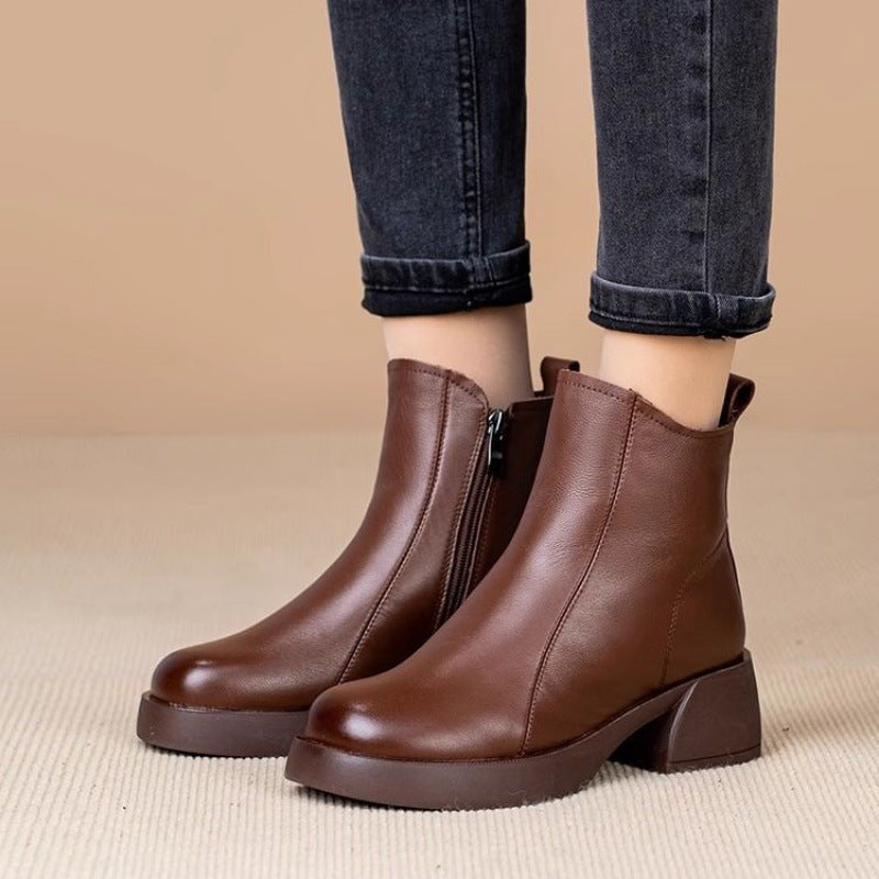 Damen Winterstiefeletten Warm Kuschelig Robust Blockabsatz wird - Norvielle