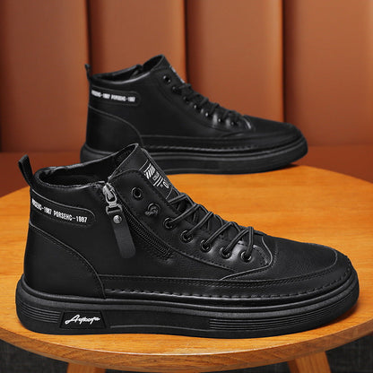 Damen Hochsneaker Leder Robust Mit Reißverschluss