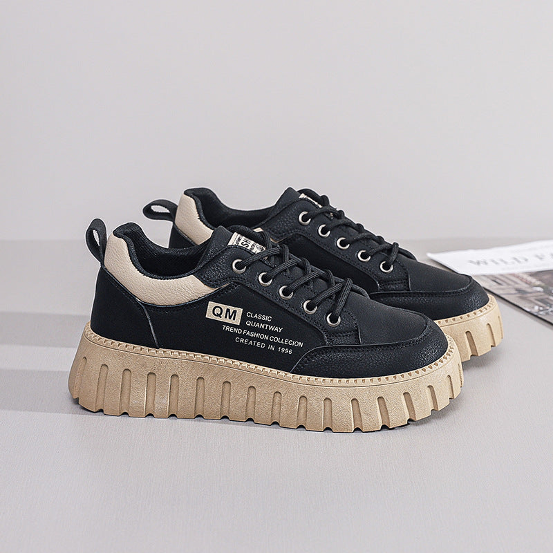 Damen Plattform Sneaker Atmungsaktives Material Gummi