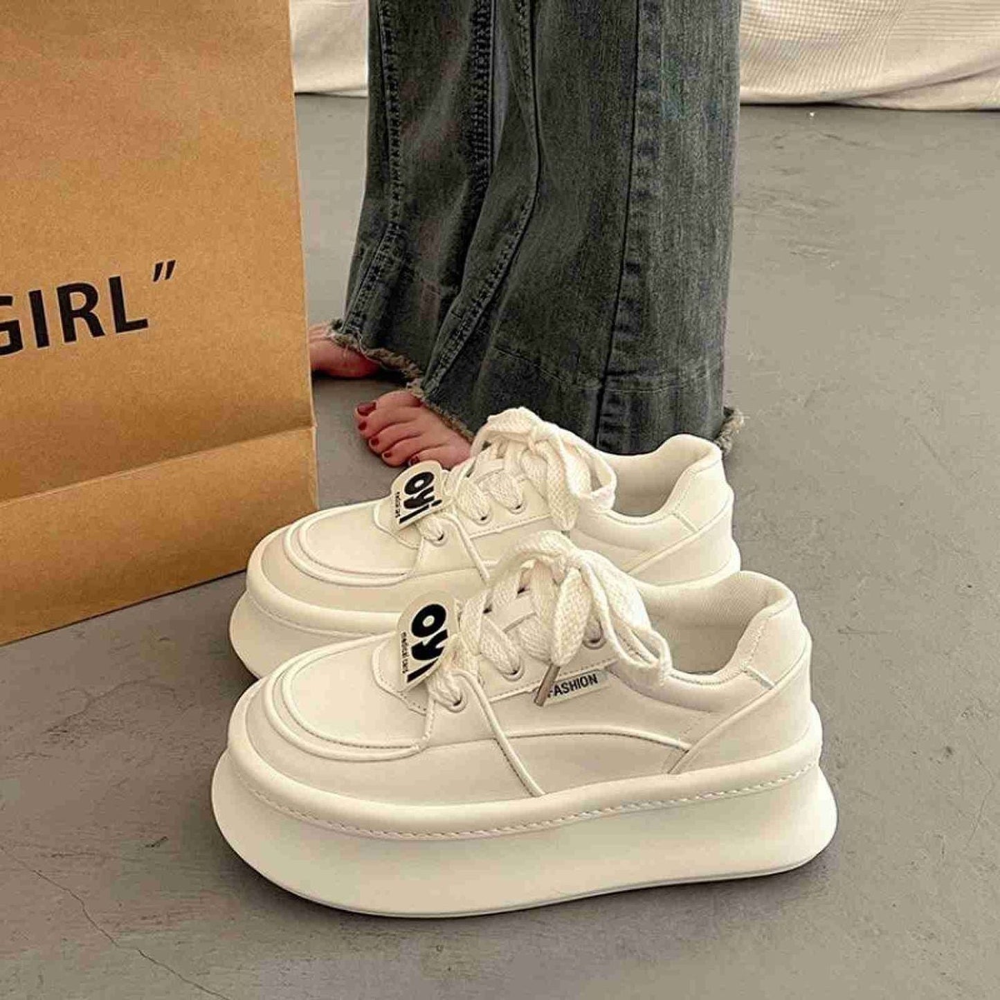 Damen Plateau Sneaker Sportlich Mode