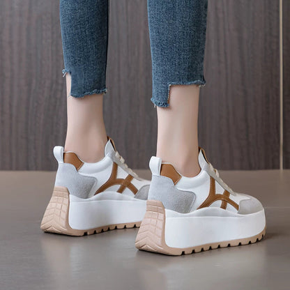 Damen Plateau Sneaker Sportlich Rutschfest Bequem