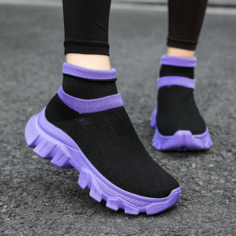 Damen Sneaker Strick Bequem Sportlich