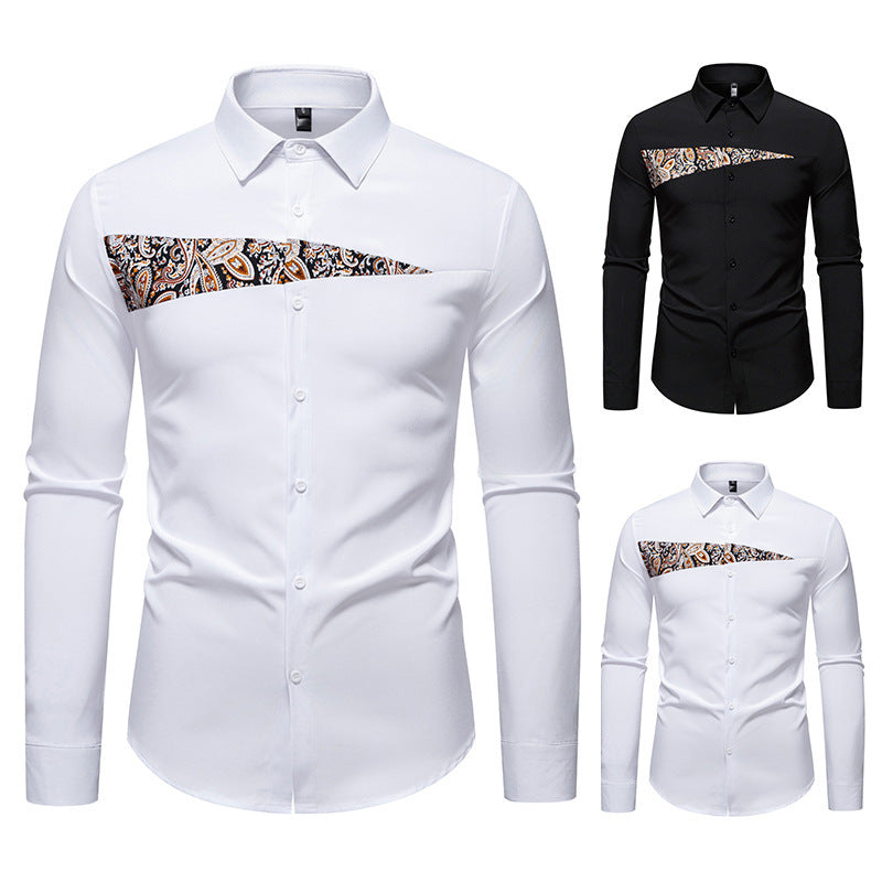 Herren Langarmhemd Paisley-Design Modern Schwarz - Norvielle
