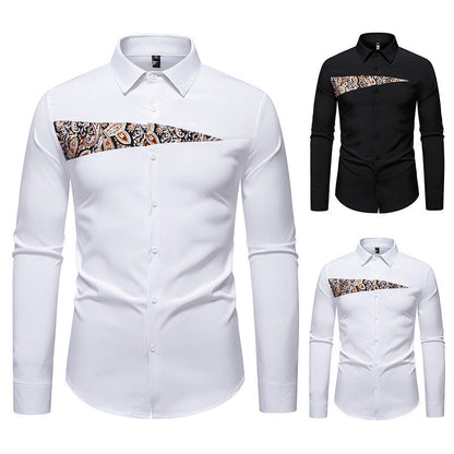 Herren Langarmhemd Paisley-Design Modern Schwarz - Norvielle