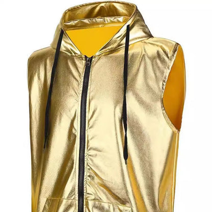 Herren Kapuzenweste Metallic Glanz Modern