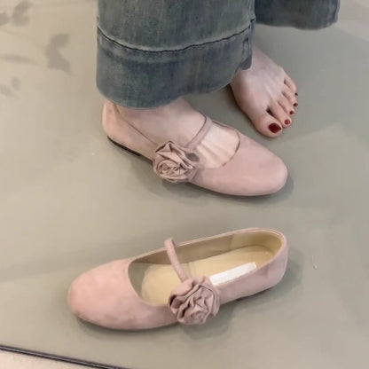 Damen Ballerinas Bequem Blumenriemen - Norvielle