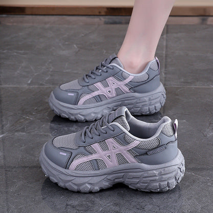 Damen Chunky Sneaker Atmungsaktives Material Stoßdämpfung