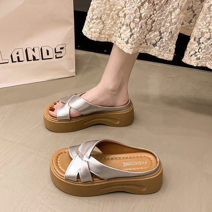 Damen Plateau-Sandalen Bequem Knotendesign