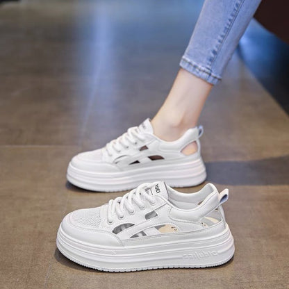Damen Plattform Sneaker Atmungsaktives Mesh Hoch
