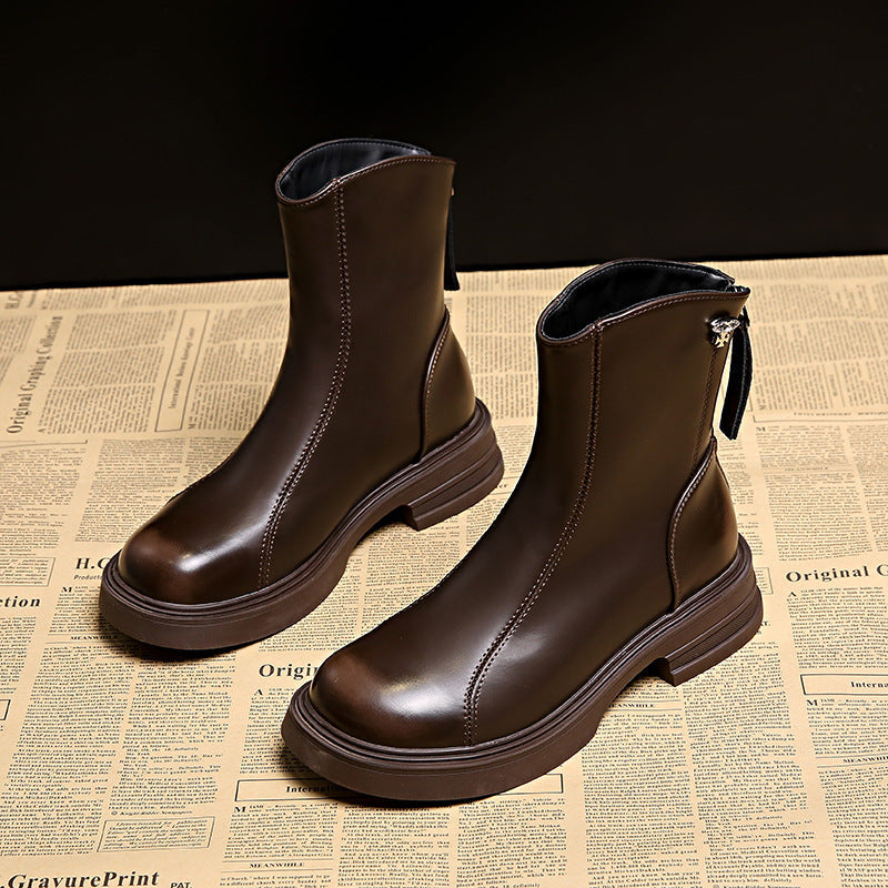 Damen Stiefeletten Elegant Kunstleder Reißverschluss