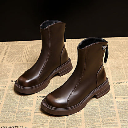 Damen Stiefeletten Elegant Kunstleder Reißverschluss