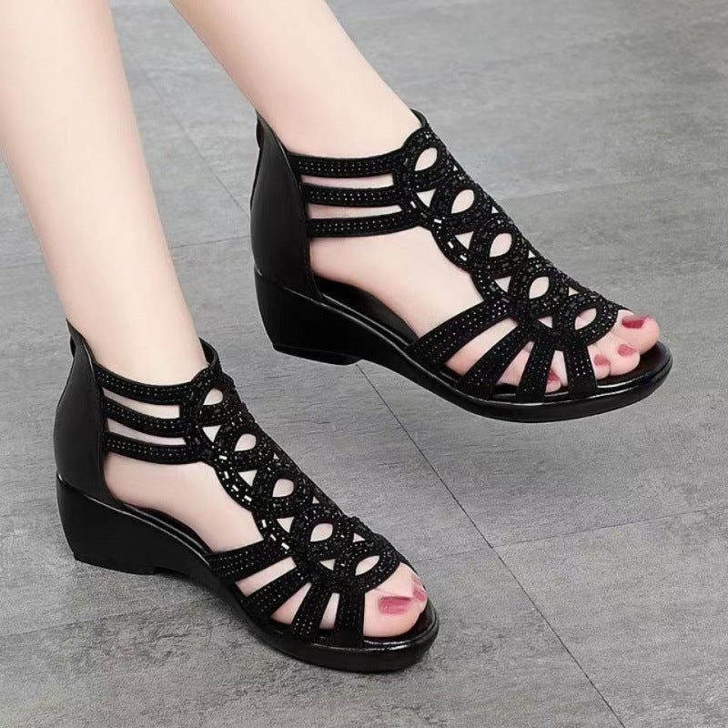 Damen Sandalen Glitzer Cut-Out Design Elegant