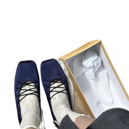 Damen Ballerinas Weich Geflochtene Schnürsenkel Bequem