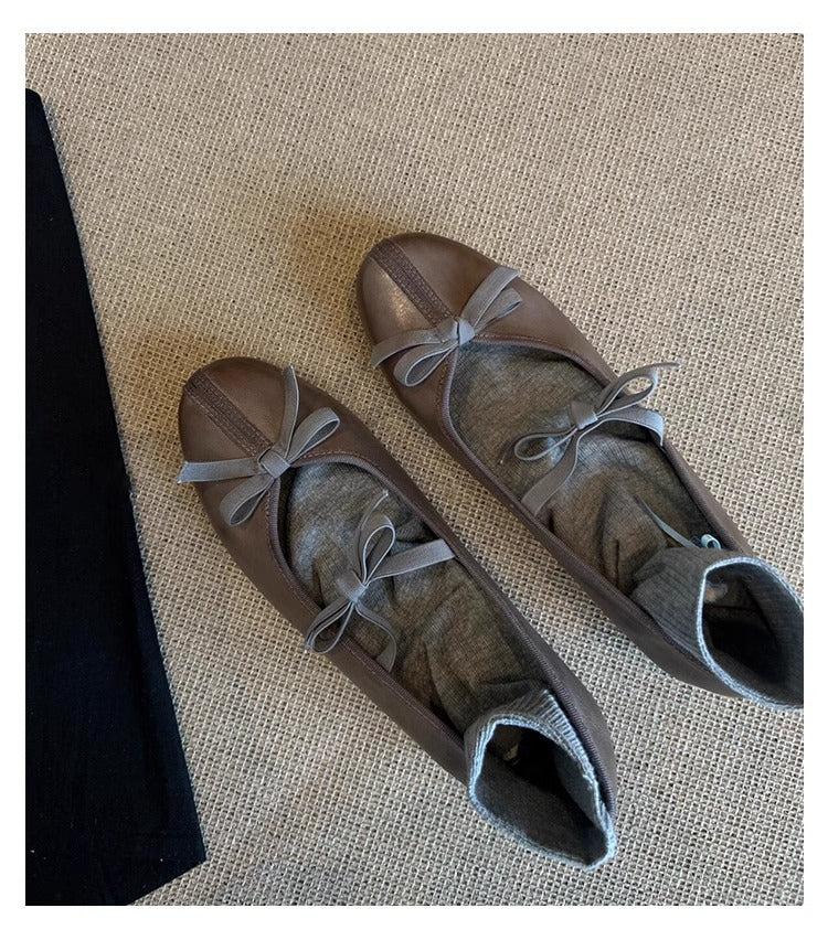 Damen Ballerinas Schleifen Design Bequem Elegant