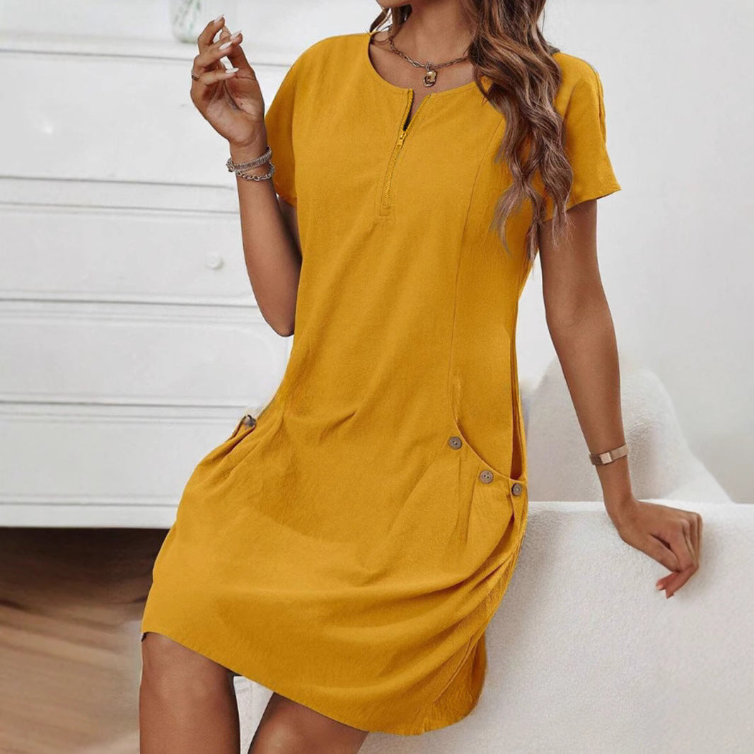 Damen Freizeitkleid Reißverschluss Bequem - Norvielle