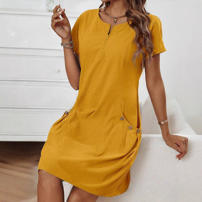 Damen Freizeitkleid Reißverschluss Bequem - Norvielle