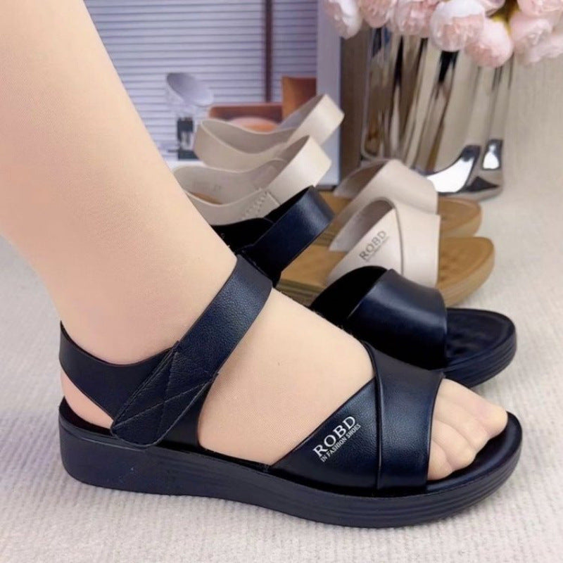 Damen Sandalen Breiter Riemen Komfort Bequem Sommer