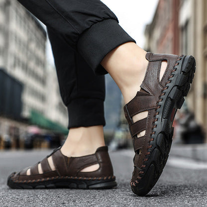 Herren Sandalen Atmungsaktives Leder Rutschfest