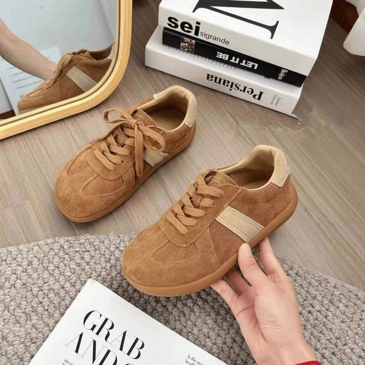 Damen Sneaker Veloursleder Bequem Schwarz - Norvielle