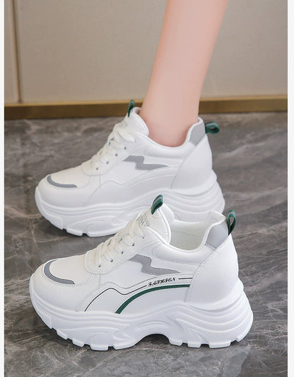 Damen Plateau Sneaker Sportlich Weich mit Dämpfung