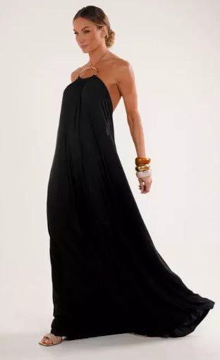 Elegantes Damen Abendkleid Lang Halsband